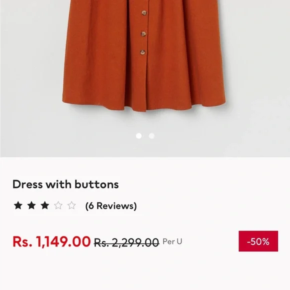 SOLD ❌ H&M Rust Dress with Buttons - Picture 3 of 10